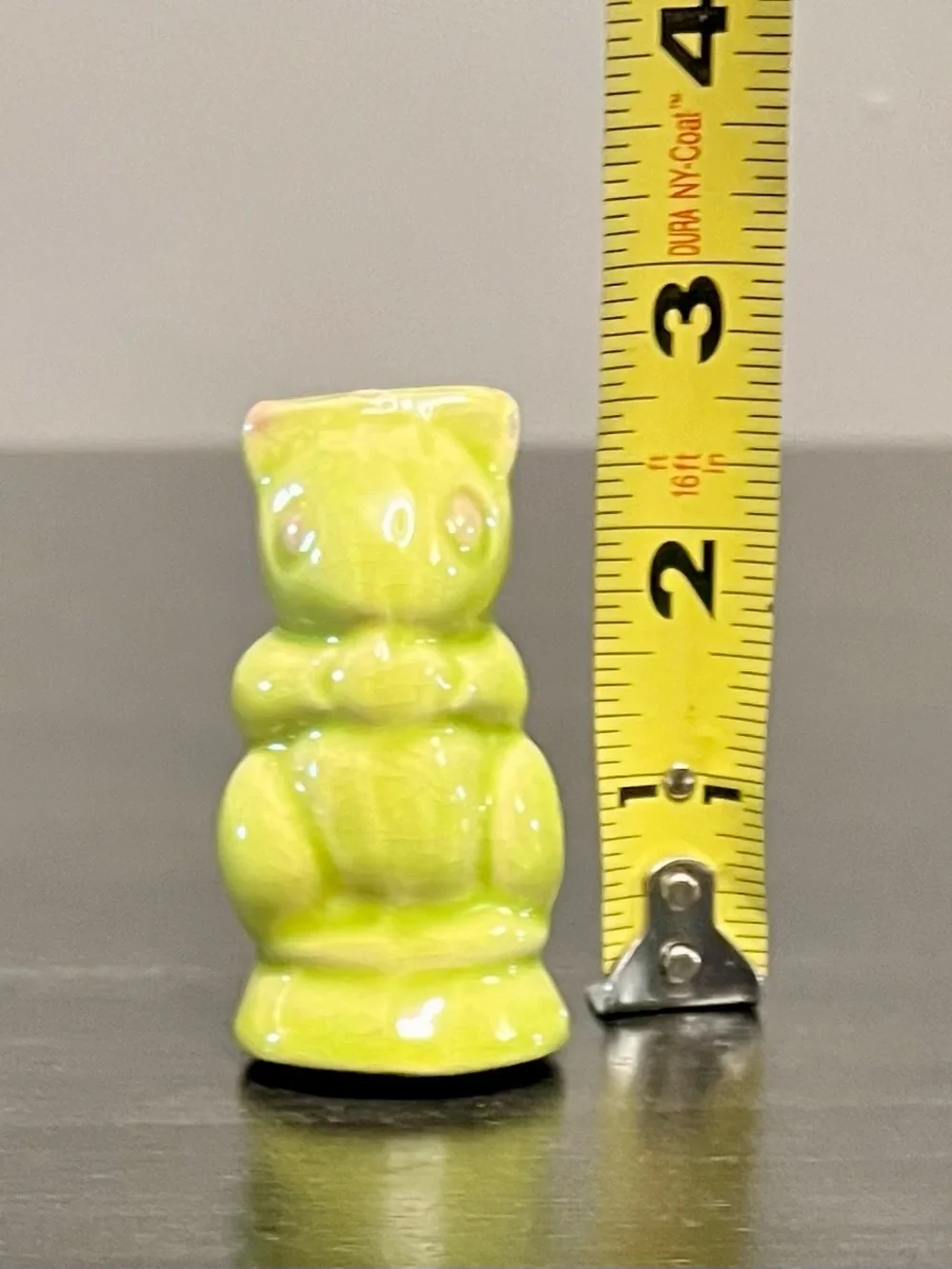 VTG Ceramic Squirrel Pie Bird Vent Funnel Chartreuse Swirled Tail Kitschy Retro